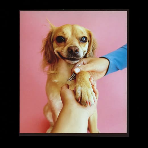 A dog being brushed and de-shedded